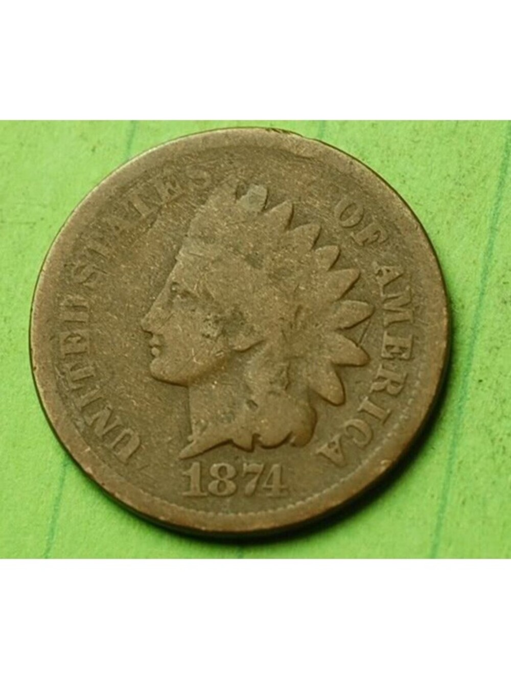 🔥X389 1874 Indian Head Cent Penny 1c Key Date For Your Collection!!🔥